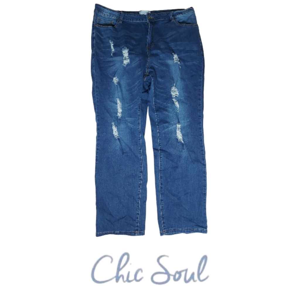 Chic Soul Plus Size Distressed Ripped Stretch Jean